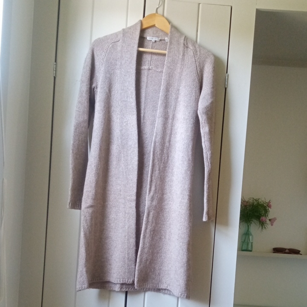 Vince Cashmere Alpaca Taupe Open Front Cardigan Small